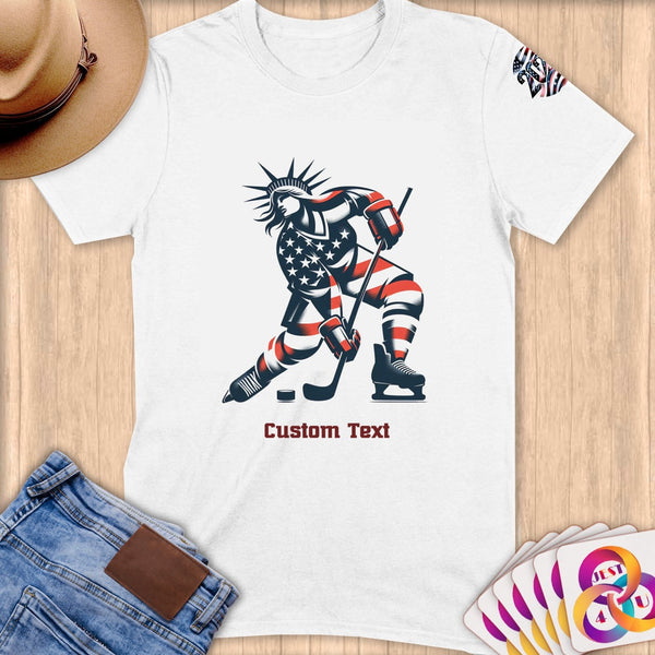 Physical Item S / White Hockey Stripes ~ Limited Edition 2024 "USA Excellence" ~ Personalized Softstyle T-Shirt