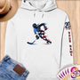 Physical Item S / White Hockey USA Flag ~ Limited Edition 2024 "USA Excellence" ~ Personalized Premium Hoodie