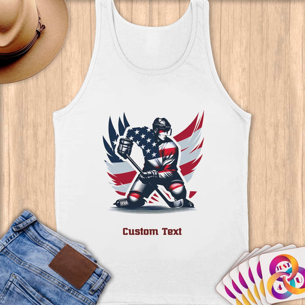 Physical Item S / White Hockey Wings ~ Limited Edition 2024 "USA Excellence" ~ Customizable Supersoft Tank Top