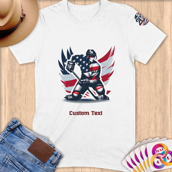 Physical Item S / White Hockey Wings ~ Limited Edition 2024 "USA Excellence" ~ Personalized Softstyle T-Shirt