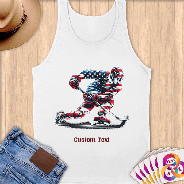 Physical Item S / White Ice Hockey Swish ~ Limited Edition 2024 "USA Excellence" ~ Customizable Supersoft Tank Top