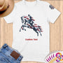 Physical Item S / White Jockey Leaps~Limited Edition 2024 "USA Excellence" ~ Personalized Softstyle T-Shirt