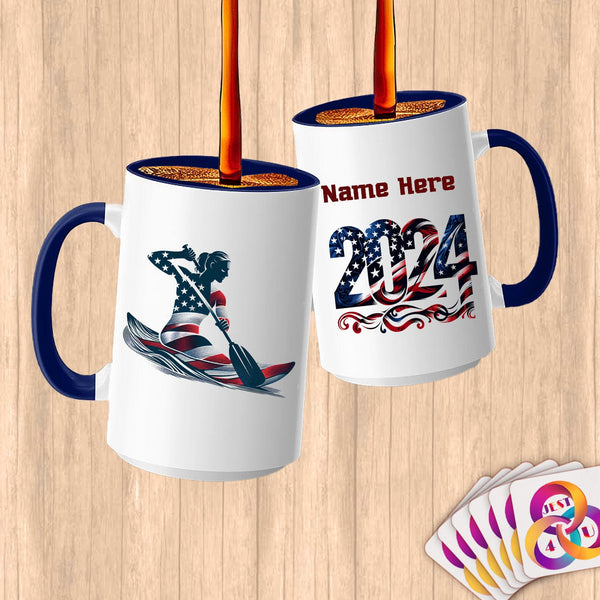 Physical Item 15oz / Blue Kayak USA Flag ~ Limited Edition 2024 "USA Excellence" ~ Customized Large 15oz Mug