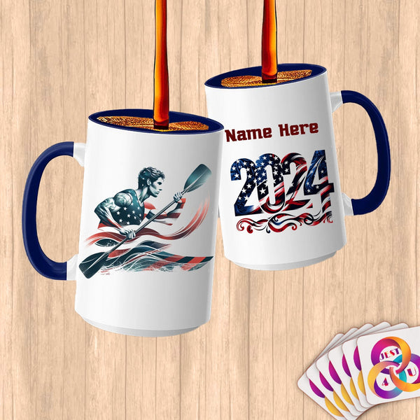 Physical Item 15oz / Blue Kayaking Glory ~ Limited Edition 2024 "USA Excellence" ~ Customized Large 15oz Mug