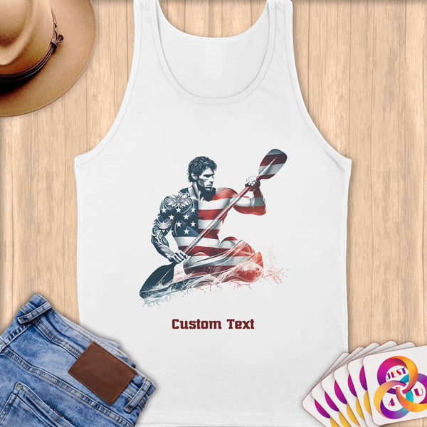 Physical Item S / White Kayaking Hero ~ Limited Edition 2024 "USA Excellence" ~ Customizable Supersoft Tank Top
