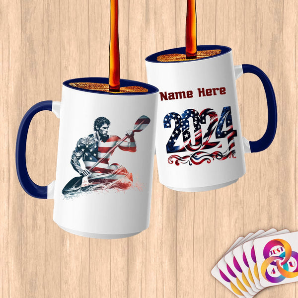 Physical Item 15oz / Blue Kayaking Hero ~ Limited Edition 2024 "USA Excellence" ~ Customized Large 15oz Mug