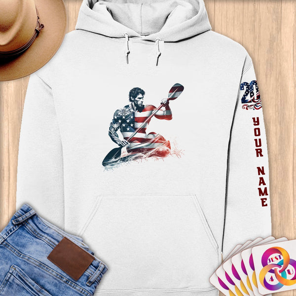 Physical Item S / White Kayaking Hero ~ Limited Edition 2024 "USA Excellence" ~ Personalized Premium Hoodie