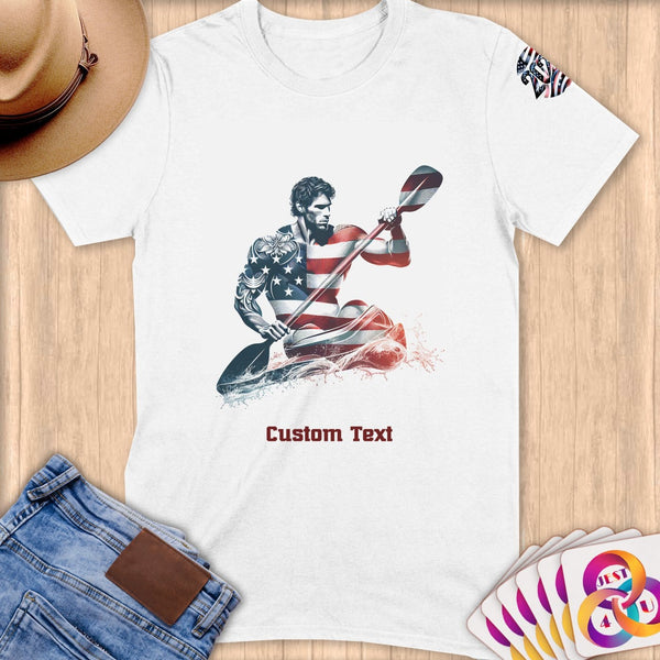 Physical Item S / White Kayaking Hero ~ Limited Edition 2024 "USA Excellence" ~ Personalized Softstyle T-Shirt