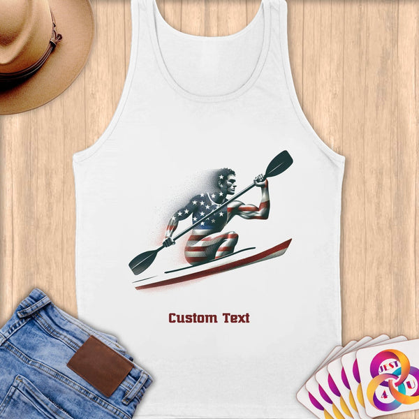 Physical Item S / White Kayaking Patriotic ~ Limited Edition 2024 "USA Excellence" ~ Customizable Supersoft Tank Top