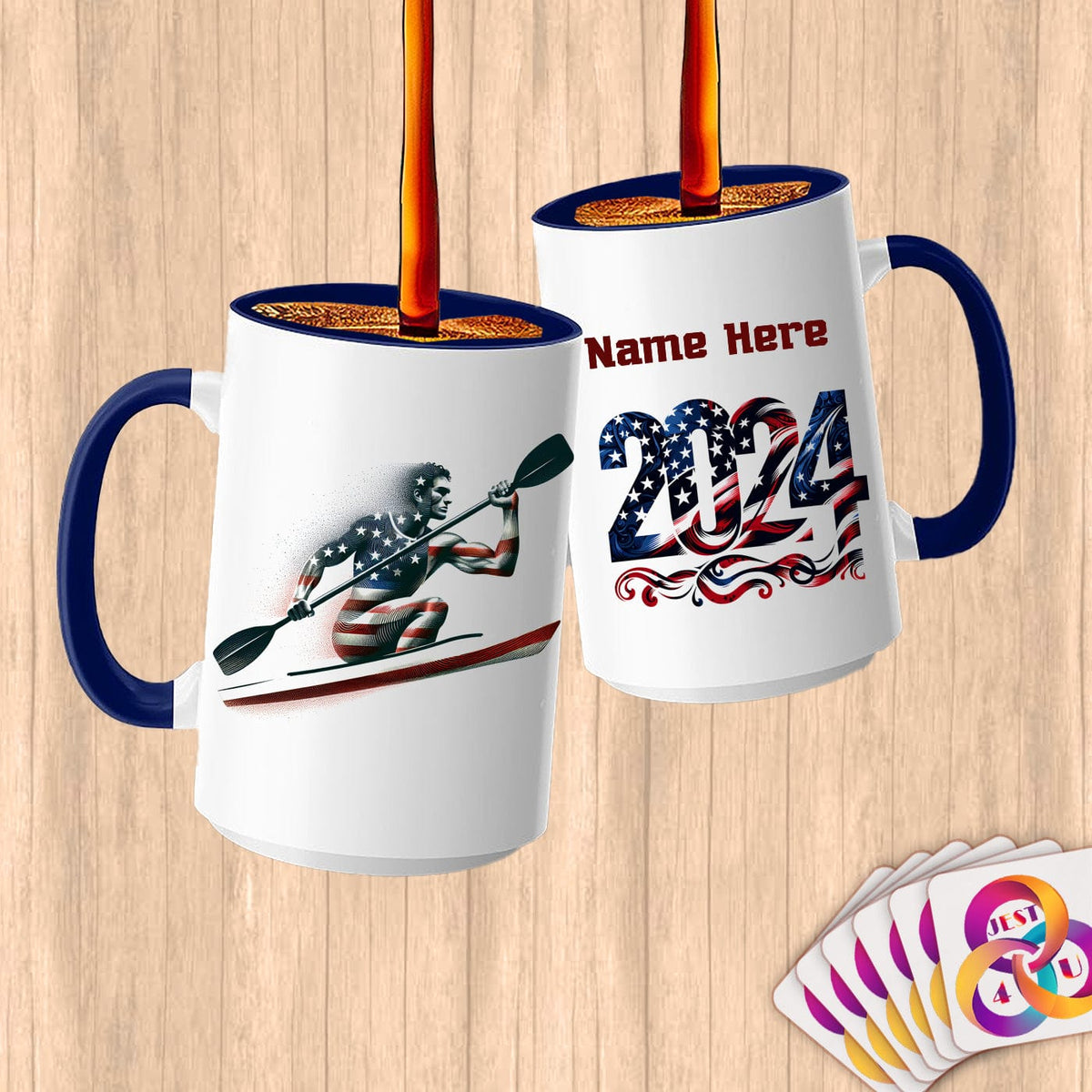 Physical Item 15oz / Blue Kayaking Patriotic ~ Limited Edition 2024 "USA Excellence" ~ Customized Large 15oz Mug