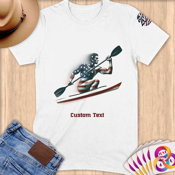 Physical Item S / White Kayaking Patriotic ~ Limited Edition 2024 "USA Excellence" ~ Personalized Softstyle T-Shirt