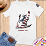 Physical Item S / White Kayaking USA Flag Statue ~ Limited Edition 2024 "USA Excellence" ~ Personalized Softstyle T-Shirt