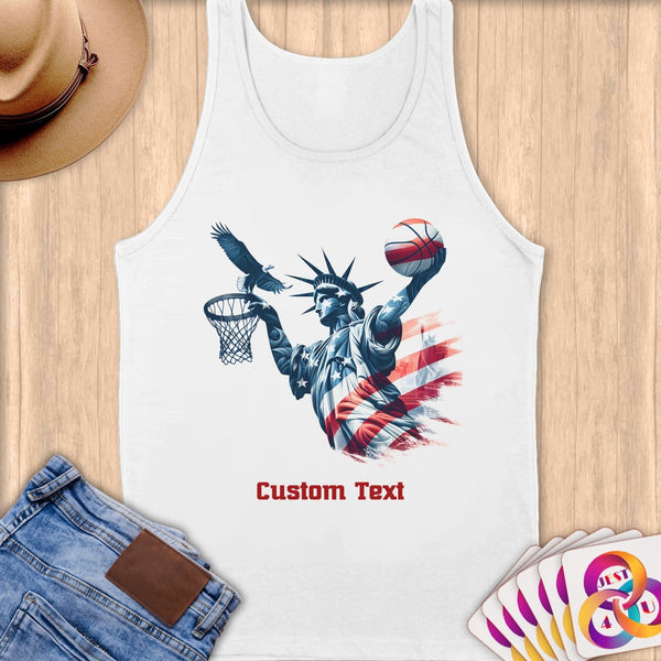 Physical Item S / White Liberty Basketball Dunk ~Limited Edition 2024 "USA Excellence" ~ Customizable Supersoft Tank Top