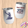 Physical Item 12 oz / White Liberty Beautiful Swim ~ Limited Edition 2024 "USA Excellence" ~ Customizable 12oz Wine Tumbler with Lid