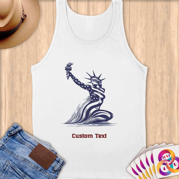 Physical Item S / White Liberty Beautiful Swim ~ Limited Edition 2024 "USA Excellence" ~ Customizable Supersoft Tank Top
