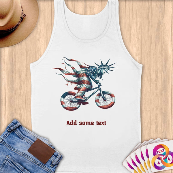 Physical Item S / White Liberty BMX Lady ~ Limited Edition 2024 "USA Excellence" ~ Customizable Supersoft Tank Top
