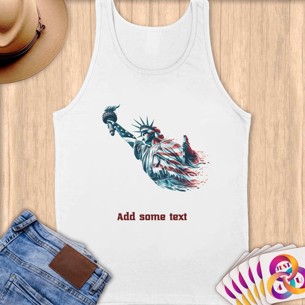 Physical Item S / White Liberty Dreams ~ Limited Edition 2024 "USA Excellence" ~ Customizable Supersoft Tank Top