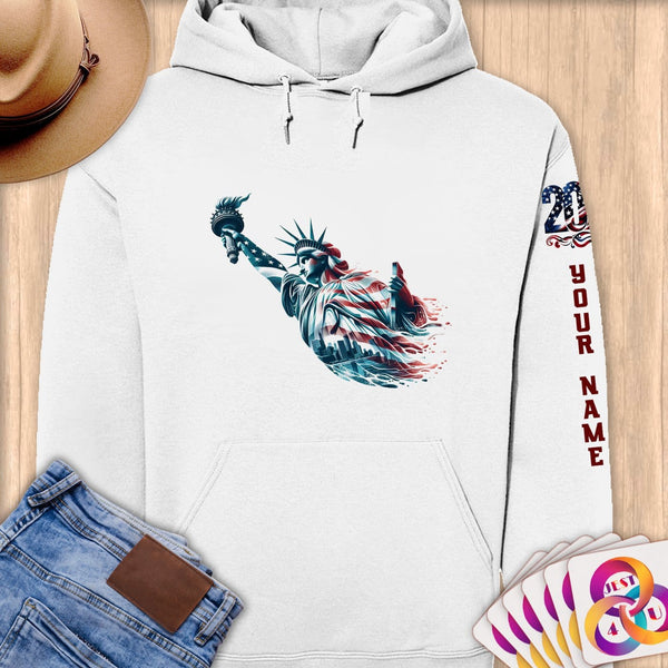 Physical Item S / White Liberty Dreams ~ Limited Edition 2024 "USA Excellence" ~ Personalized Premium Hoodie