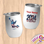 Physical Item 12 oz / White Liberty Dunks ~Limited Edition 2024 "USA Excellence" ~ Customizable 12oz Wine Tumbler with Lid
