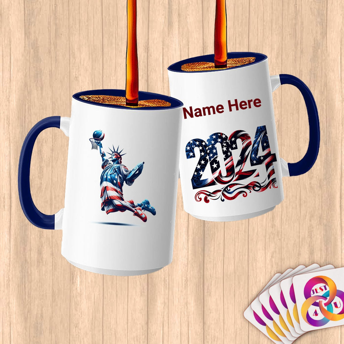 Physical Item 15oz / Blue Liberty Dunks ~Limited Edition 2024 "USA Excellence" ~ Customized Large 15oz Mug