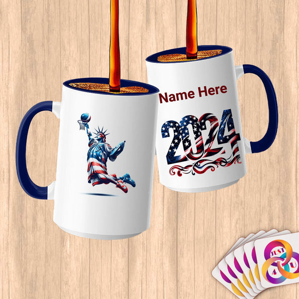 Physical Item 15oz / Blue Liberty Dunks ~Limited Edition 2024 "USA Excellence" ~ Customized Large 15oz Mug