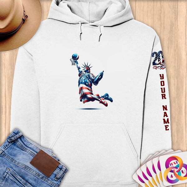 Physical Item S / White Liberty Dunks ~Limited Edition 2024 "USA Excellence" ~ Personalized Premium Hoodie