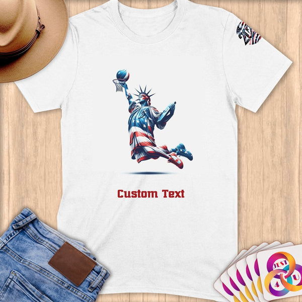 Physical Item S / White Liberty Dunks ~Limited Edition 2024 "USA Excellence" ~ Personalized Softstyle T-Shirt