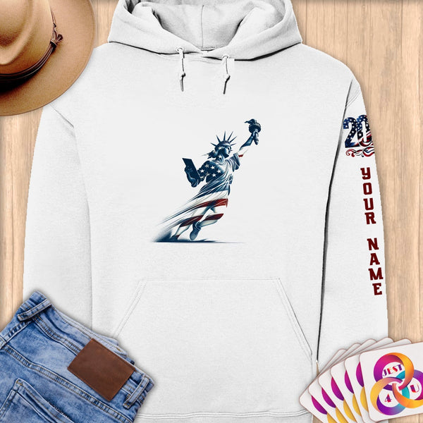 Physical Item S / White Liberty Flight ~ Limited Edition 2024 "USA Excellence" ~ Personalized Premium Hoodie