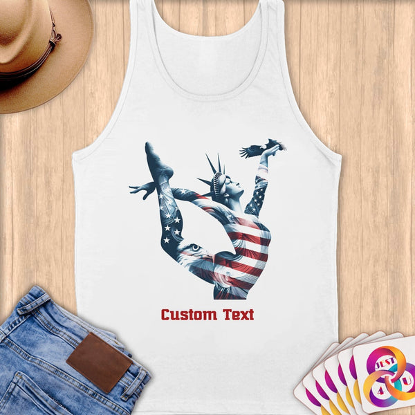 Physical Item S / White Liberty Freedom Gymnast ~Limited Edition 2024 "USA Excellence" ~ Customizable Supersoft Tank Top