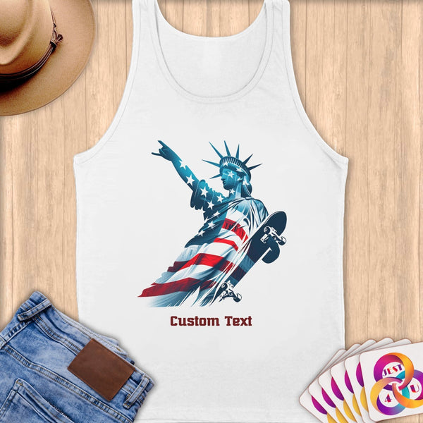 Physical Item S / White Liberty Hang 10 ~ Limited Edition 2024 "USA Excellence" ~ Customizable Supersoft Tank Top