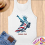 Physical Item S / White Liberty Hang 10 ~ Limited Edition 2024 "USA Excellence" ~ Customizable Supersoft Tank Top