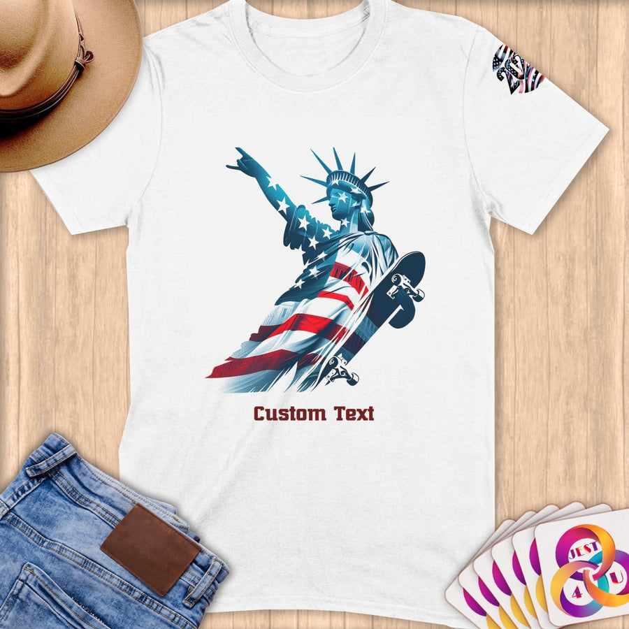 Physical Item S / White Liberty Hang 10 ~ Limited Edition 2024 "USA Excellence" ~ Personalized Softstyle T-Shirt