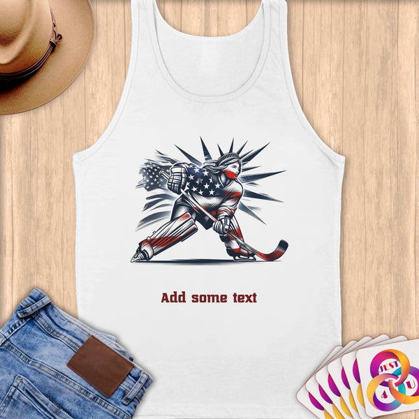 Physical Item S / White Liberty Hockey Glow ~ Limited Edition 2024 "USA Excellence" ~ Customizable Supersoft Tank Top