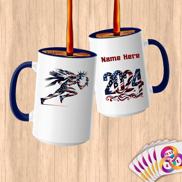 Physical Item 15oz / Blue Liberty Running~Limited Edition 2024 "USA Excellence" ~ Customized Large 15oz Mug