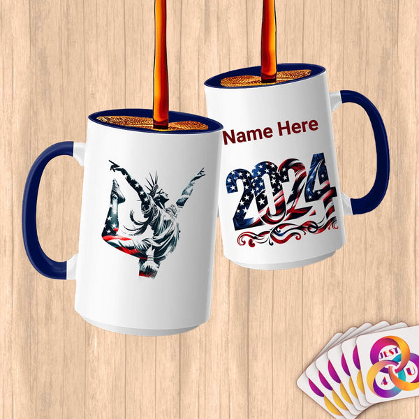 Physical Item 15oz / Blue Liberty's Floor Exercises ~Limited Edition 2024 "USA Excellence" ~ Customized Large 15oz Mug