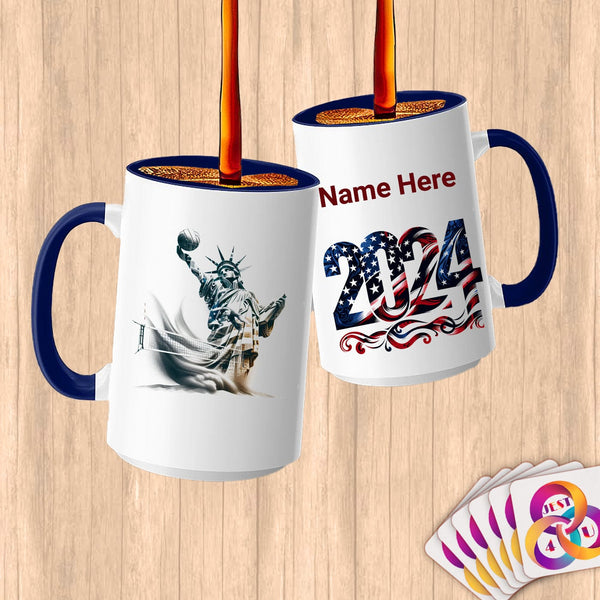 Physical Item 15oz / Blue Liberty's Sandy Volley ~Limited Edition 2024 "USA Excellence" ~ Customized Large 15oz Mug