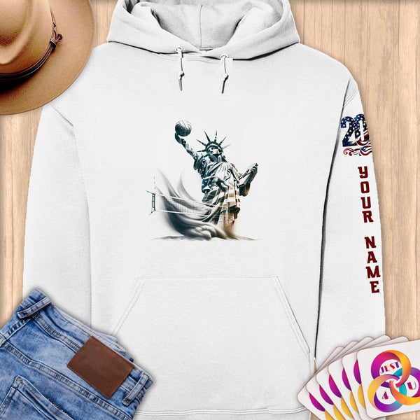 Physical Item S / White Liberty's Sandy Volley ~Limited Edition 2024 "USA Excellence" ~ Personalized Premium Hoodie