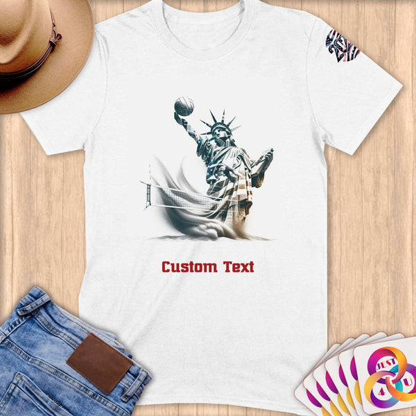 Physical Item S / White Liberty's Sandy Volley ~Limited Edition 2024 "USA Excellence" ~ Personalized Softstyle T-Shirt