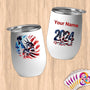 Physical Item 12 oz / White Liberty Skies~Limited Edition 2024 "USA Excellence" ~ Customizable 12oz Wine Tumbler with Lid