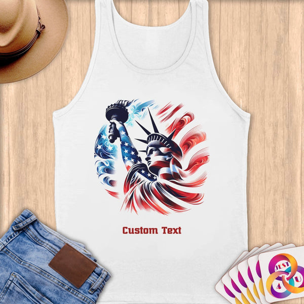 Physical Item S / White Liberty Skies~Limited Edition 2024 "USA Excellence" ~ Customizable Supersoft Tank Top