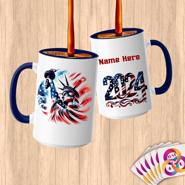 Physical Item 15oz / Blue Liberty Skies~Limited Edition 2024 "USA Excellence" ~ Customized Large 15oz Mug