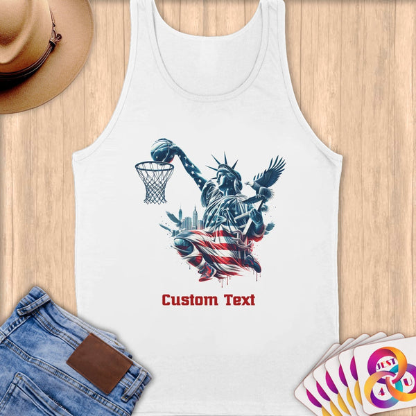 Physical Item S / White Liberty Slam Dunk ~Limited Edition 2024 "USA Excellence" ~ Customizable Supersoft Tank Top