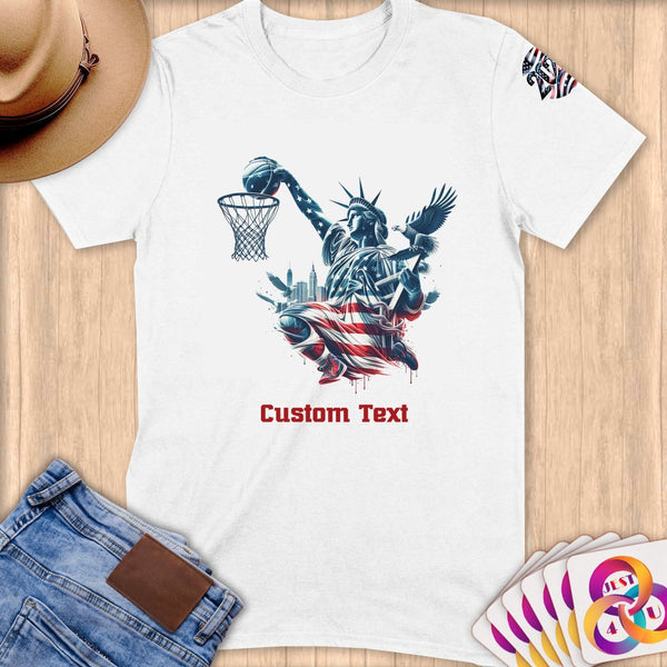 Physical Item S / White Liberty Slam Dunk ~Limited Edition 2024 "USA Excellence" ~ Personalized Softstyle T-Shirt