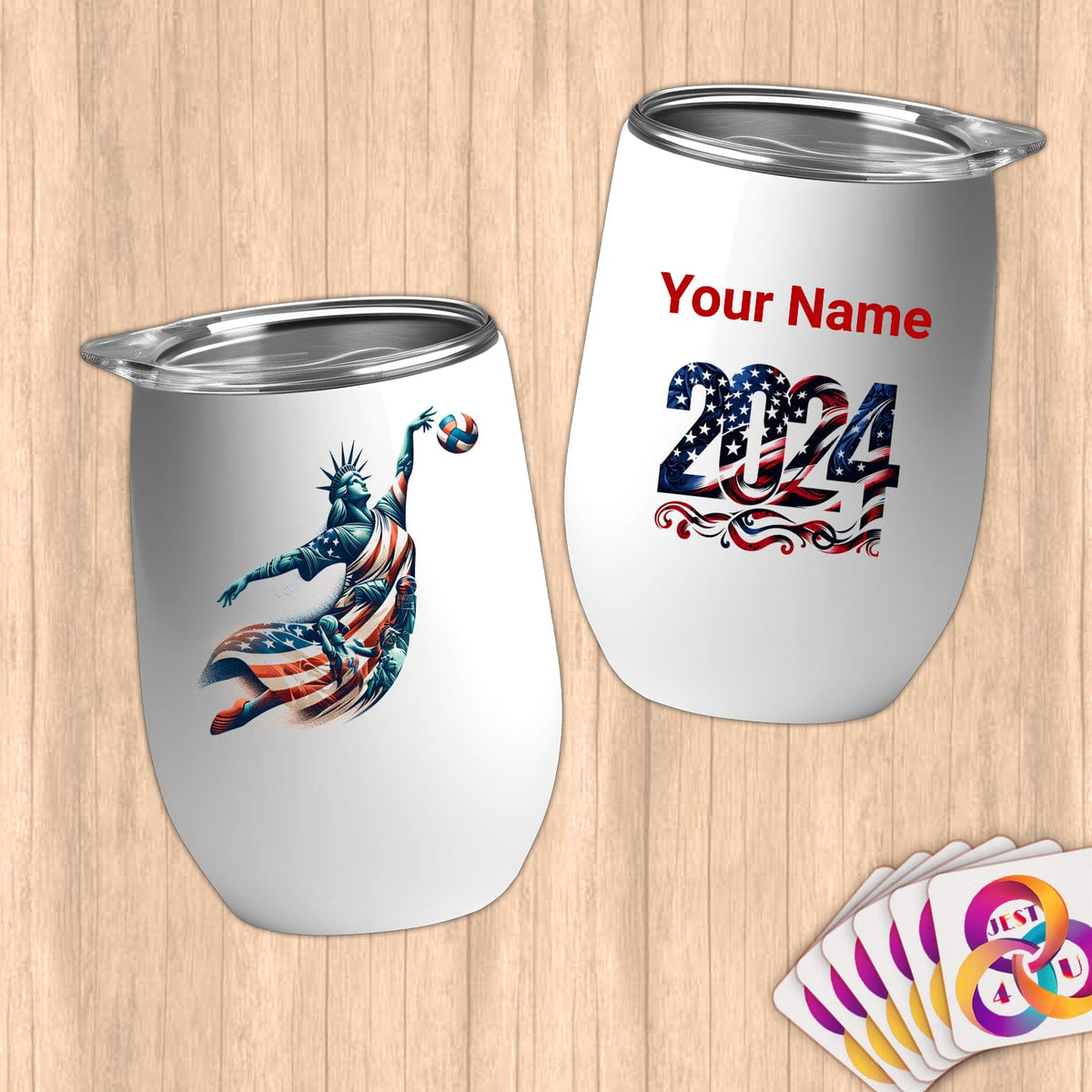 Physical Item 12 oz / White Liberty Spiker ~Limited Edition 2024 "USA Excellence" ~ Customizable 12oz Wine Tumbler with Lid