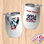 Physical Item 12 oz / White Liberty Tennis~Limited Edition 2024 "USA Excellence" ~ Customizable 12oz Wine Tumbler with Lid