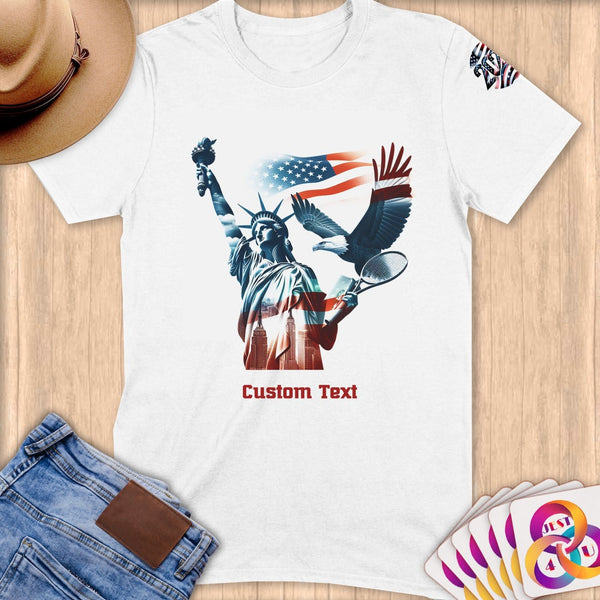 Physical Item S / White Liberty Tennis~Limited Edition 2024 "USA Excellence" ~ Personalized Softstyle T-Shirt