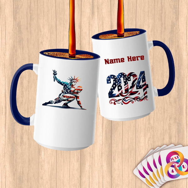 Physical Item 15oz / Blue Liberty Torch Athlete~Limited Edition 2024 "USA Excellence" ~ Customized Large 15oz Mug