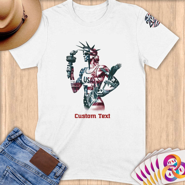 Physical Item S / White Liberty Triathalon~Limited Edition 2024 "USA Excellence" ~ Personalized Softstyle T-Shirt