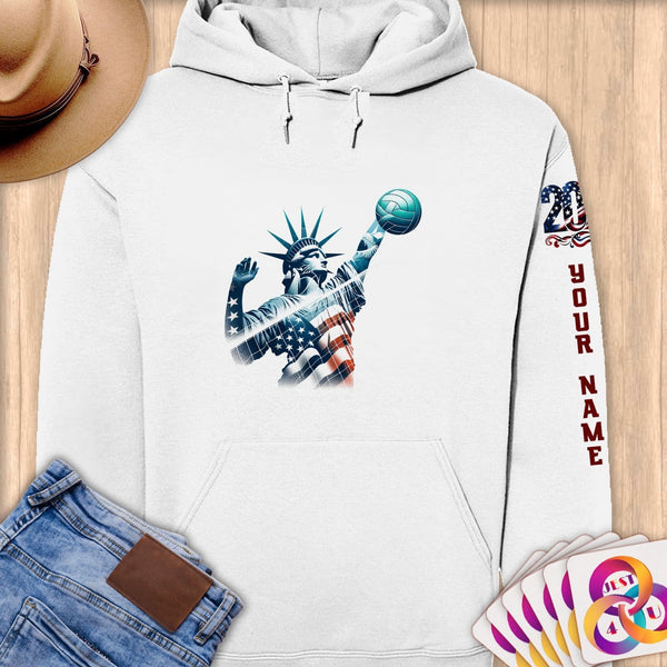 Physical Item S / White Liberty USA Volleyball Slam ~Limited Edition 2024 "USA Excellence" ~ Personalized Premium Hoodie