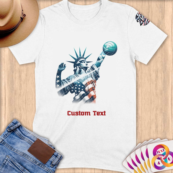 Physical Item S / White Liberty USA Volleyball Slam ~Limited Edition 2024 "USA Excellence" ~ Personalized Softstyle T-Shirt